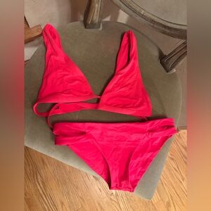 L' Space NWOT Avery Bikini Top Camden Bikini Bottom Set Hot Cherry S